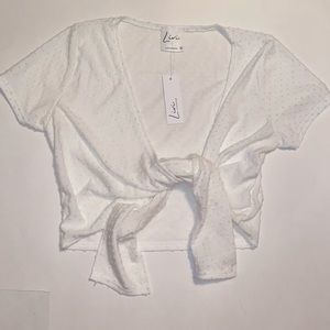 Livi by Olivia Rae front tie white tee shirt brand new with tags, size XS